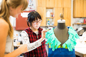 Theater, dance and performance studies students work on a costume for “A Midsummer Night’s Dream.” (UC Berkeley photo by Elena Zhukova)