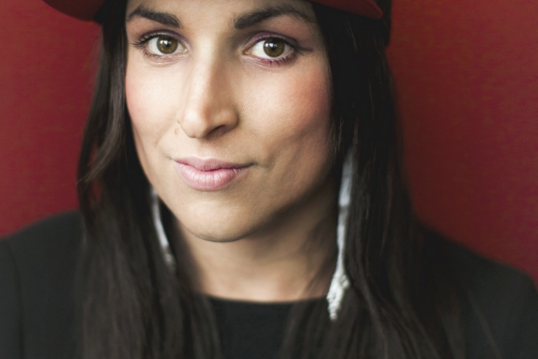 Woman in a red hat