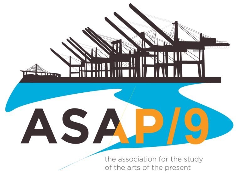 The Association for the Study of the Arts of the Present logo, featuring the Bay Bridge and cranes