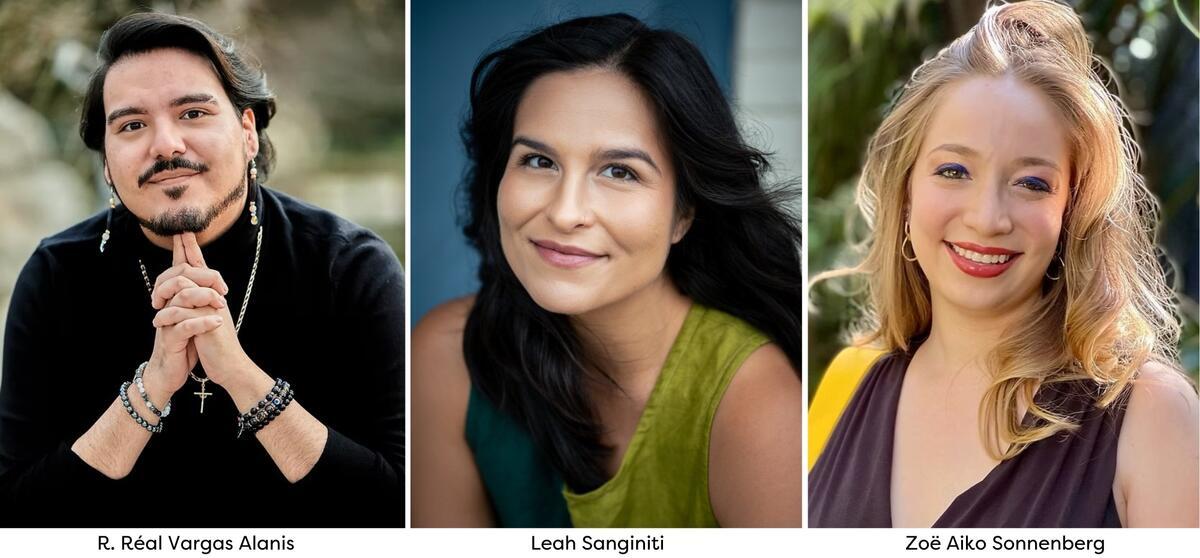 Three headshots, director of play and two producers