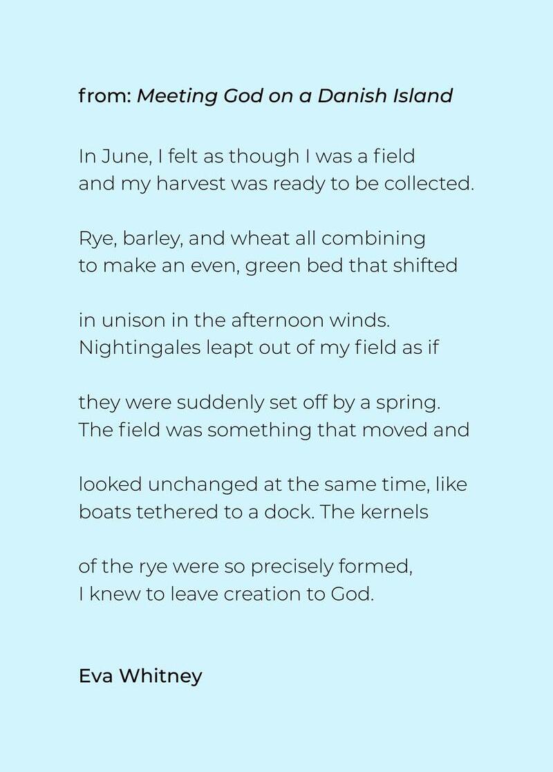 Eva Whitney Poem poem on blue backbround