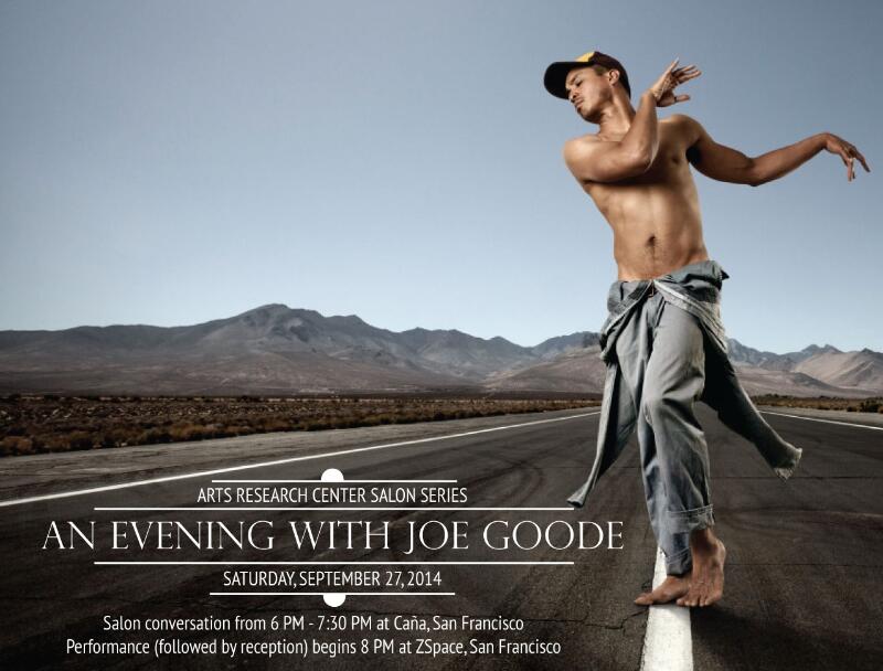 Joe Goode dances shirtless on an open road