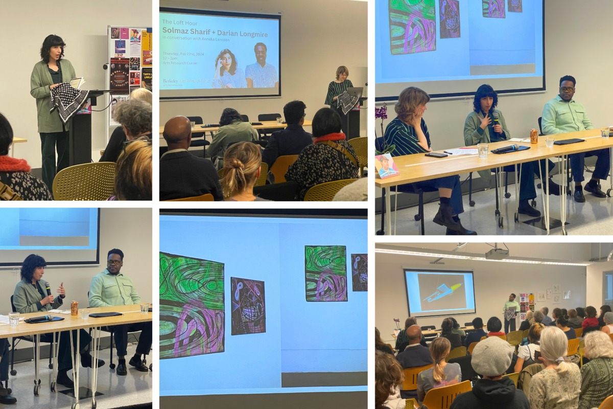 Collage of images from a conference, featuring a speaker at a podium, a presentation slide, a panel discussion, and an audience.
