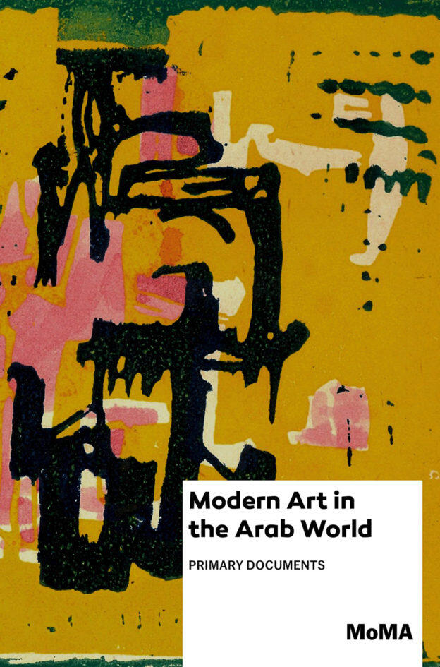 Flyer for "Modern Art in the Arab World" featuring an abstract painting with a yellow background
